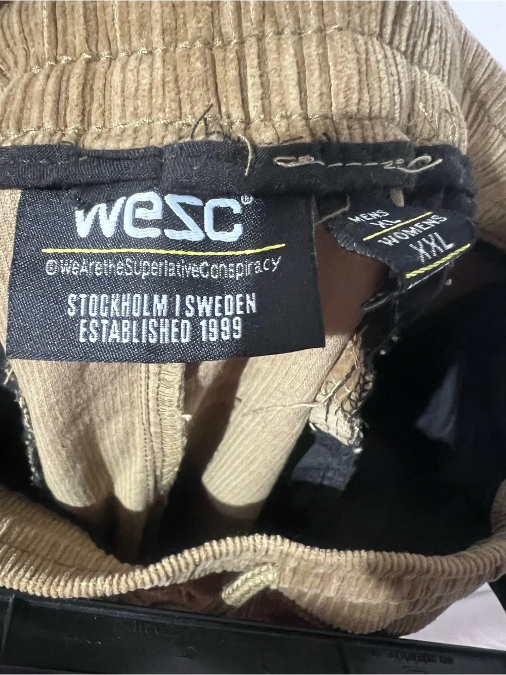 Wesc Men's Brown Corduroy Cargo Pants with Drawstring